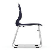 OfficeSource Slash Armless Sled Base Stack Chair with Chrome Frame - Navy