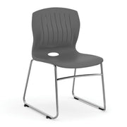 OfficeSource Slash Armless Sled Base Stack Chair with Chrome Frame - Gray
