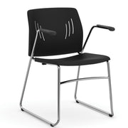 OfficeSource Stacked Seating Stackable Side Chair with Chrome Frame - Black