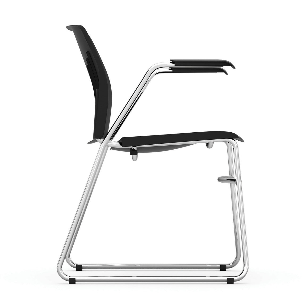 OfficeSource Stacked Seating Stackable Side Chair with Chrome Frame - Black