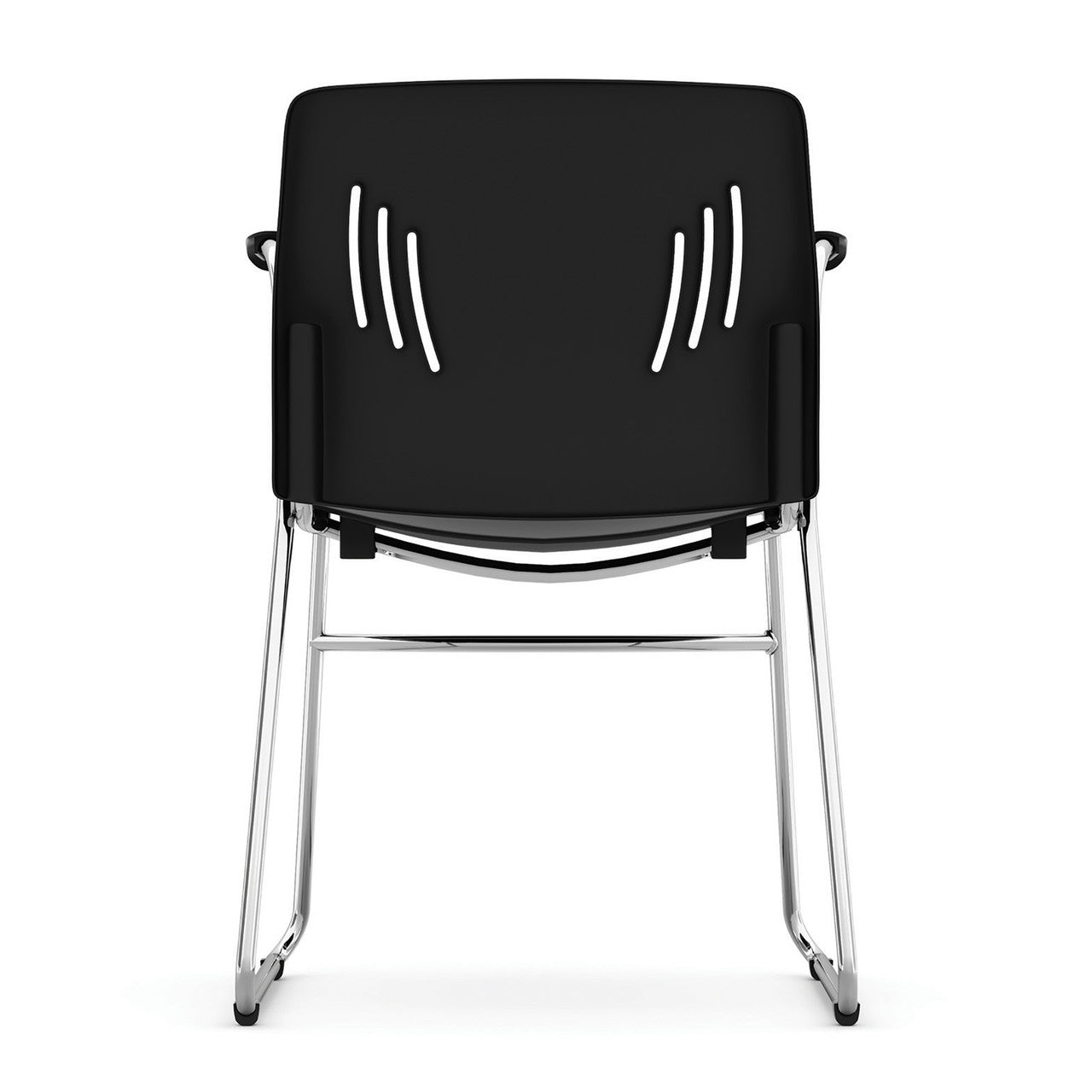 OfficeSource Stacked Seating Stackable Side Chair with Chrome Frame - Black