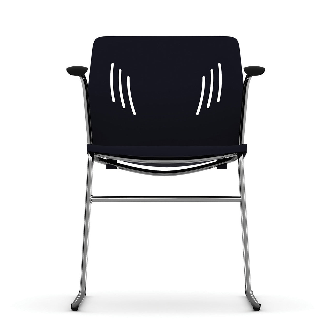 OfficeSource Stacked Seating Stackable Side Chair with Chrome Frame - Black