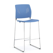 OfficeSource Rise Stool Polyurethane Stool with Footrest and Chrome Base - Blue