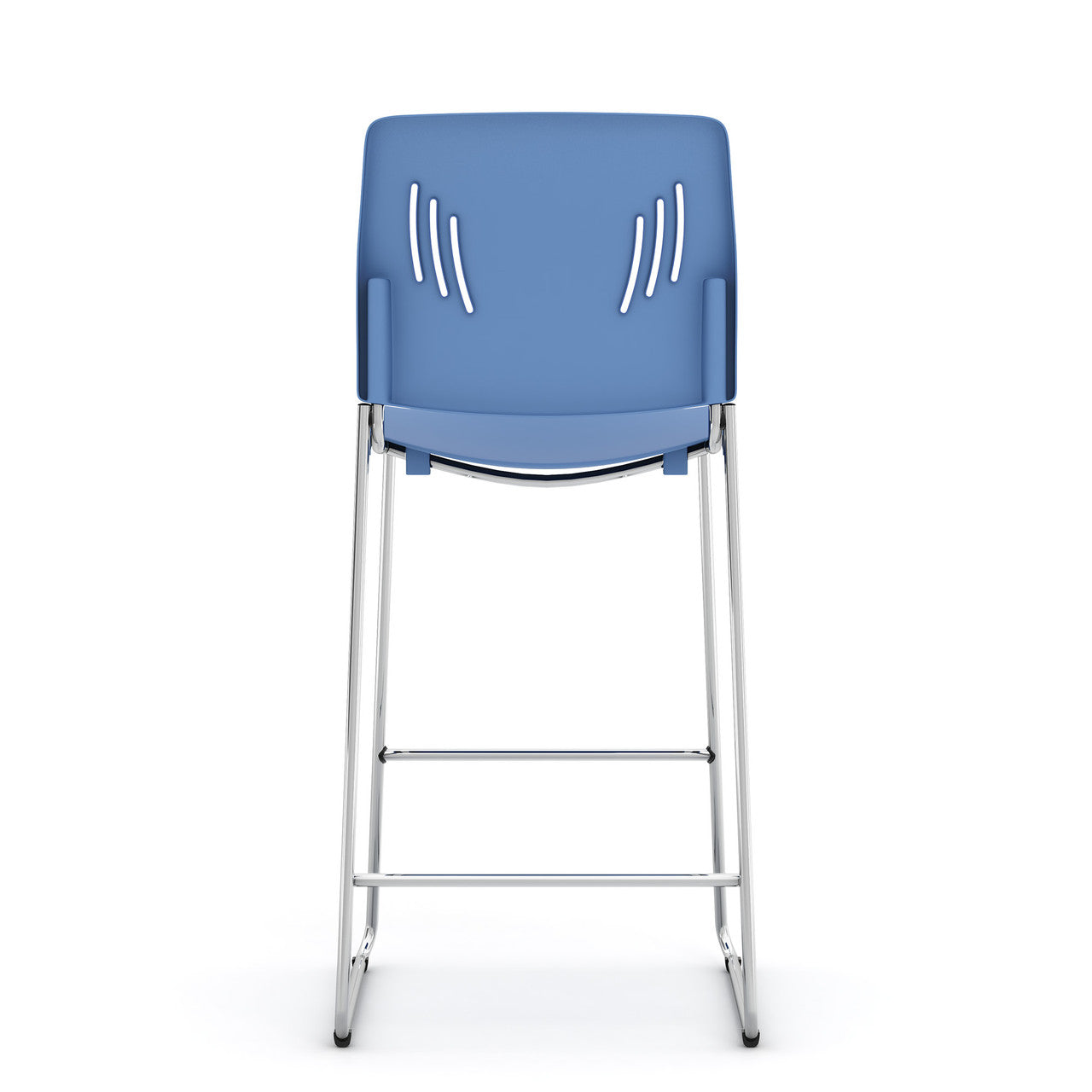 OfficeSource Rise Stool Polyurethane Stool with Footrest and Chrome Base - Blue