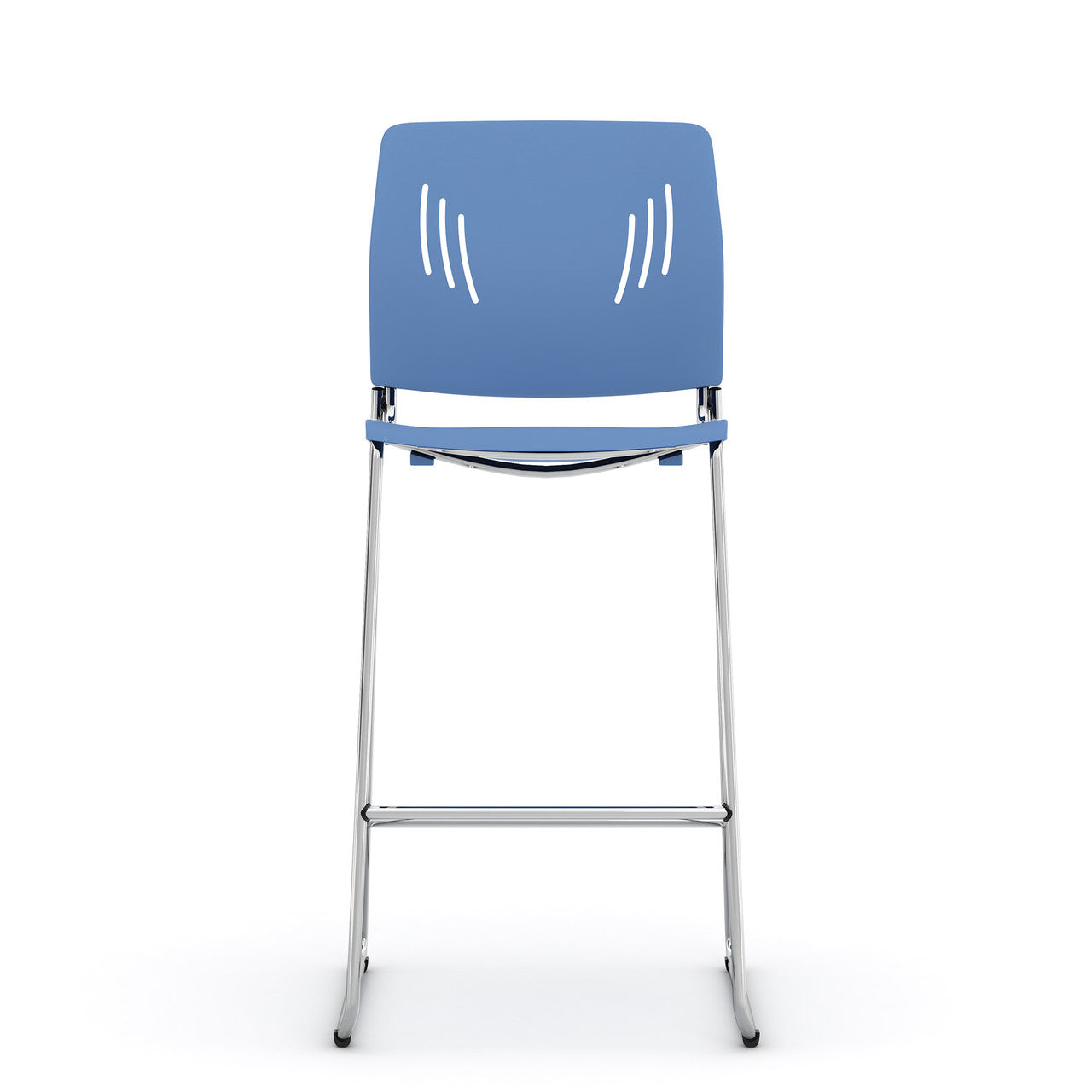 OfficeSource Rise Stool Polyurethane Stool with Footrest and Chrome Base - Blue