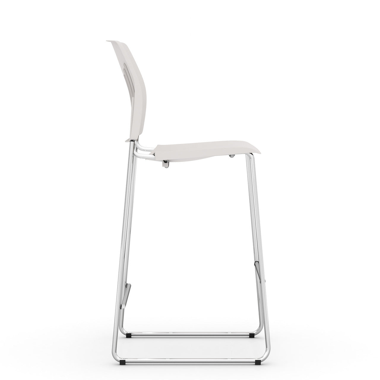 OfficeSource Rise Stool Polyurethane Stool with Footrest and Chrome Base - White