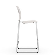 OfficeSource Rise Stool Polyurethane Stool with Footrest and Chrome Base - White