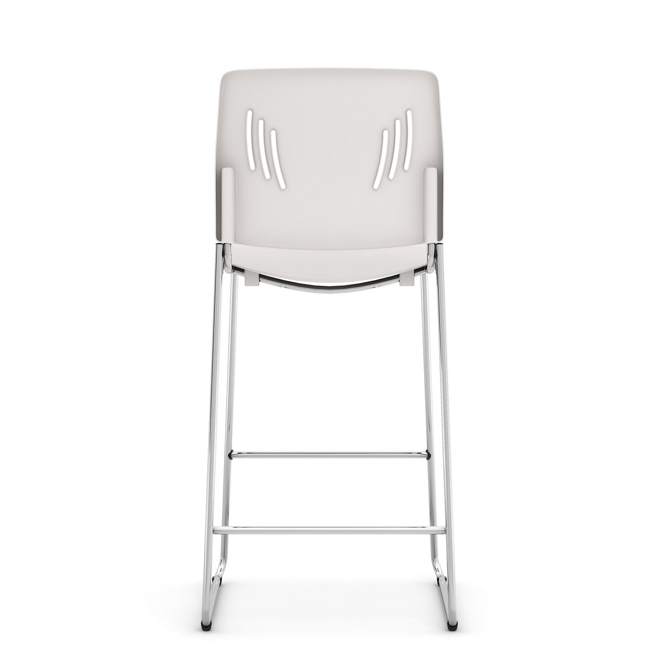 OfficeSource Rise Stool Polyurethane Stool with Footrest and Chrome Base - White