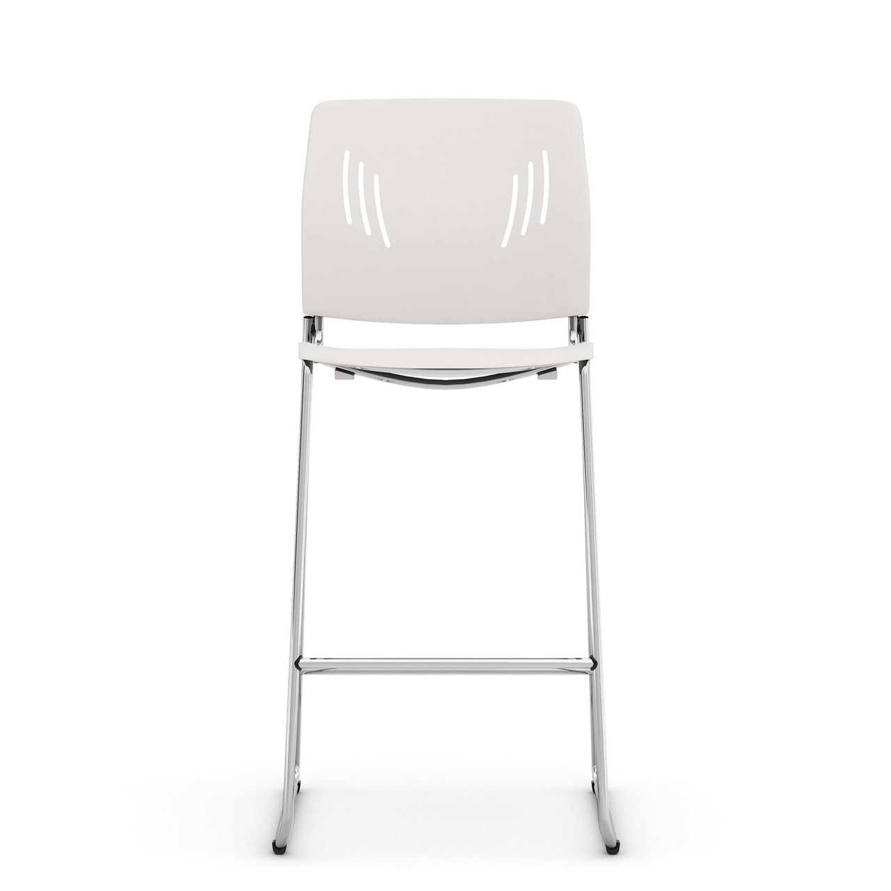 OfficeSource Rise Stool Polyurethane Stool with Footrest and Chrome Base - White