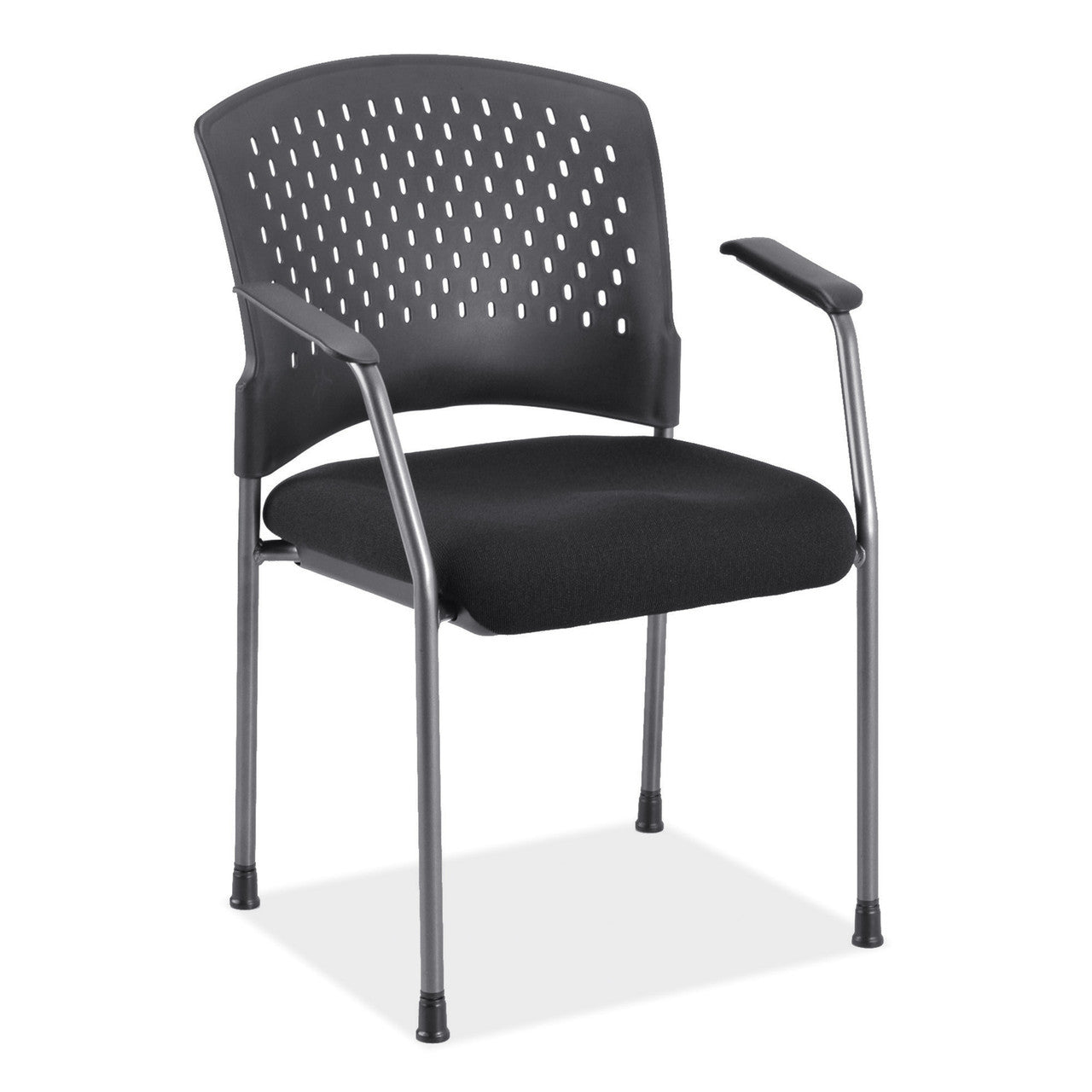 OfficeSource Aero Guest or Side Chair with Arms, Black Fabric Seat and Titanium Frame - Black Fabric