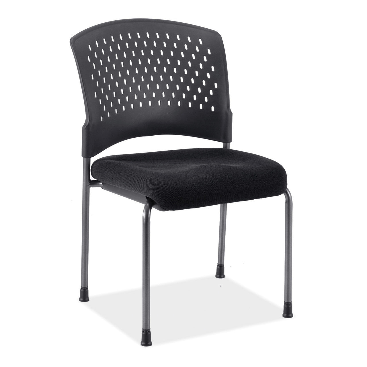 OfficeSource Aero Armless Guest or Side Chair with Black Fabric Seat and Titanium Frame - Black Fabric