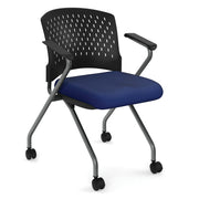 OfficeSource Perch Nesting Chair with Arms and Casters - Fabric - Celestial Blue Fabric