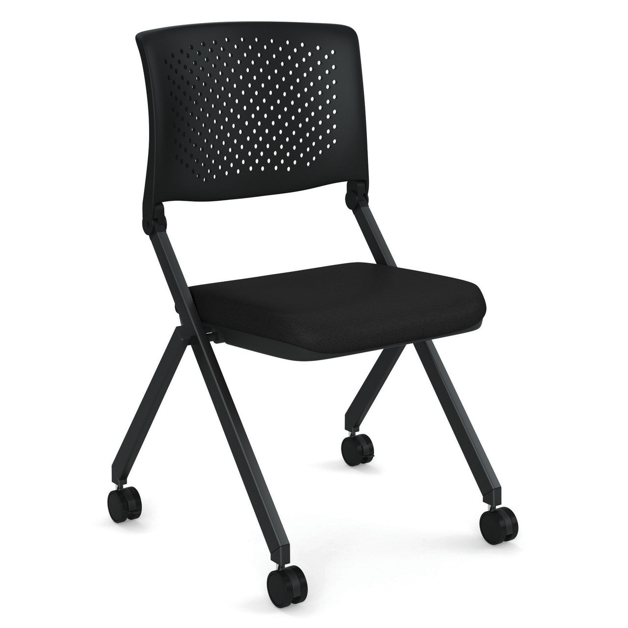OfficeSource Julep Armless Nesting Chair with Fabric Seat - Black Fabric