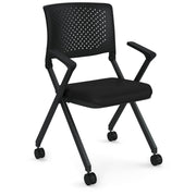 OfficeSource Julep Nesting Chair with Arms and Casters - Black Fabric