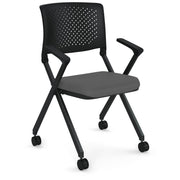 OfficeSource Julep Nesting Chair with Arms and Casters - Cool Gray Fabric