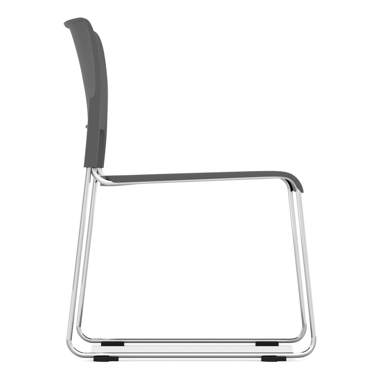 OfficeSource Mario Collection Armless Stackable Side Chair with Chrome Frame - Charcoal