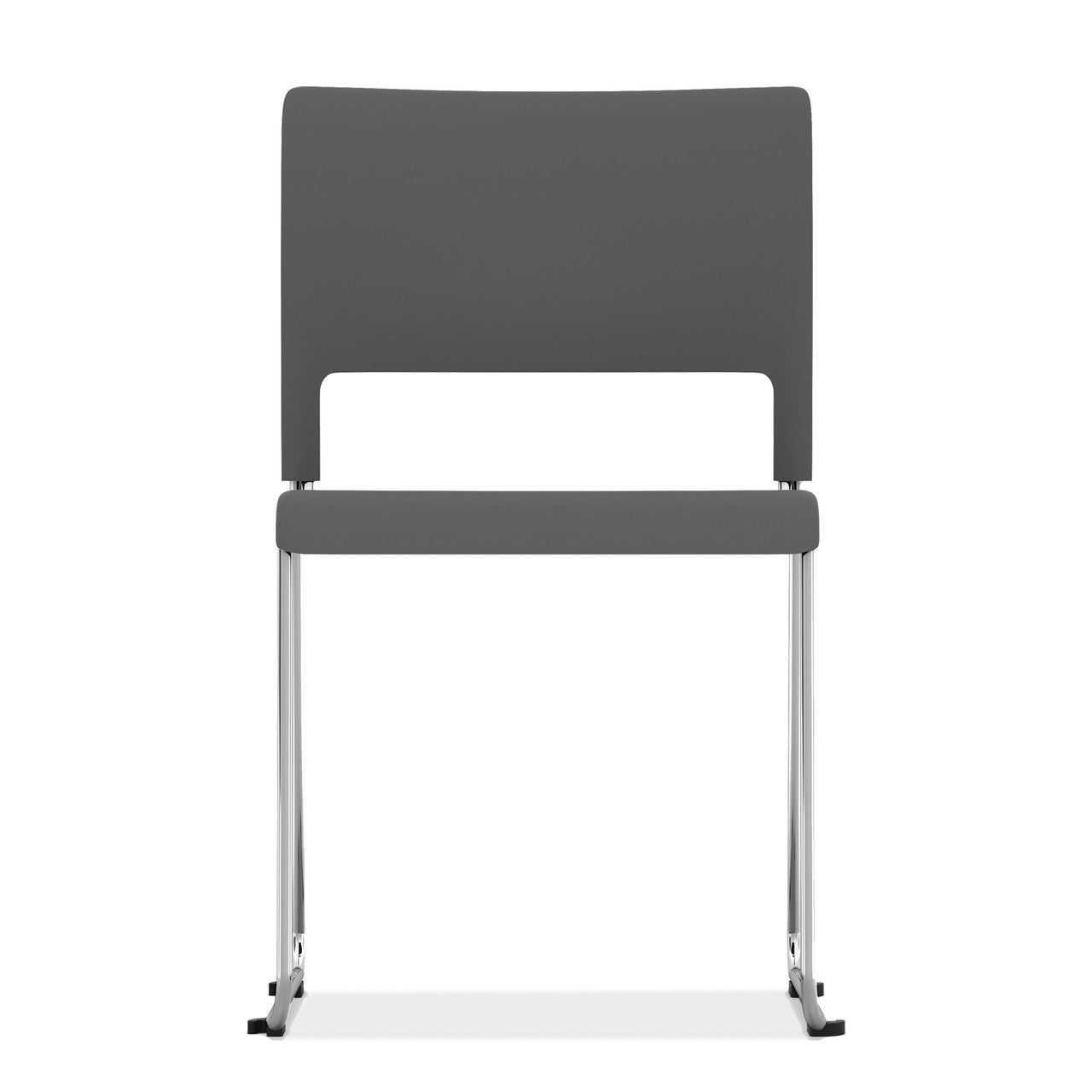 OfficeSource Mario Collection Armless Stackable Side Chair with Chrome Frame - Charcoal