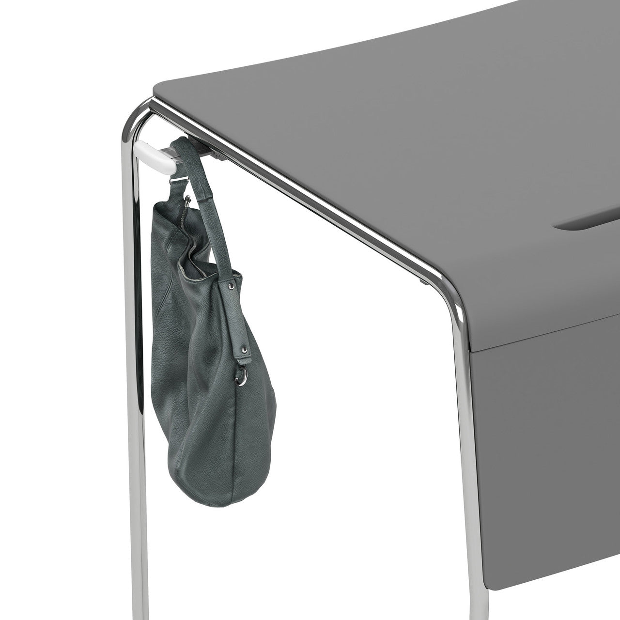 OfficeSource Mario Collection Student Stackable Desk with Chrome Frame - Charcoal