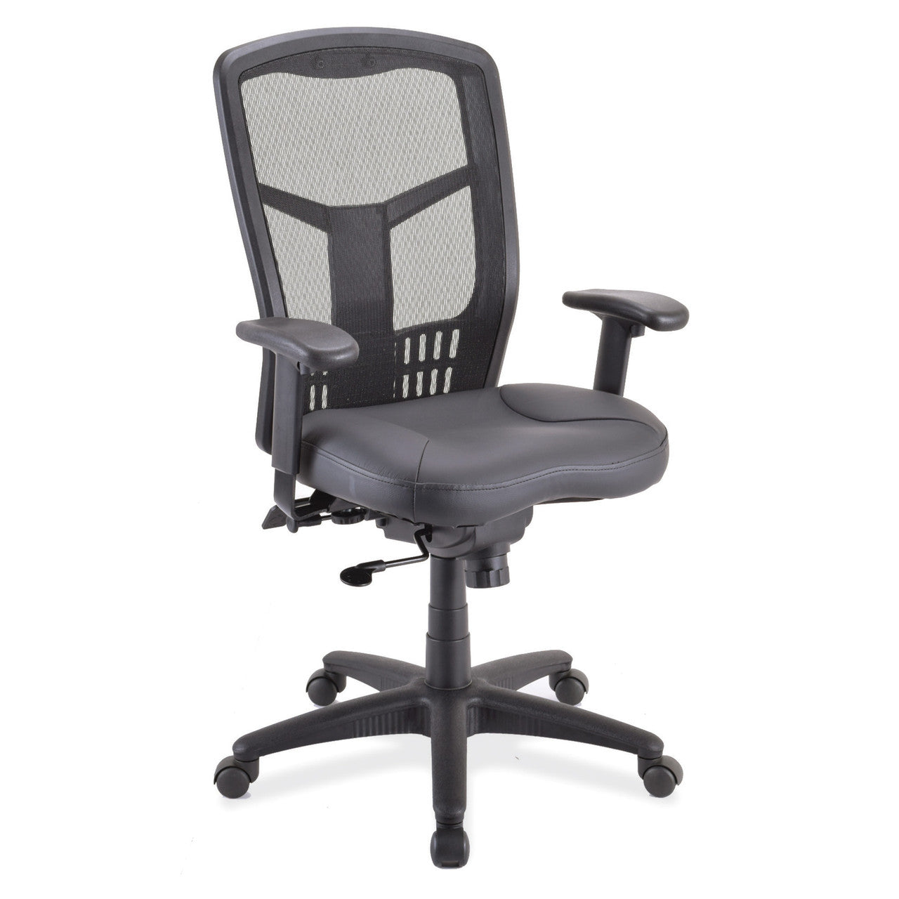 OfficeSource CoolMesh Synchro High Back Mesh Chair with Seat Slider and Black Frame - Cool Gray Fabric Seat