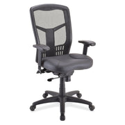 OfficeSource CoolMesh Synchro High Back Mesh Chair with Seat Slider and Black Frame - Cool Gray Fabric Seat