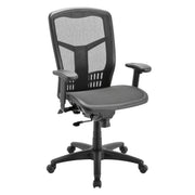 OfficeSource CoolMesh Synchro High Back Mesh Chair with Seat Slider and Black Frame - Black Mesh Seat