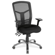 OfficeSource CoolMesh Collection Multi-Function High Back with Seat Slider and Black Frame - Black Fabric Seat