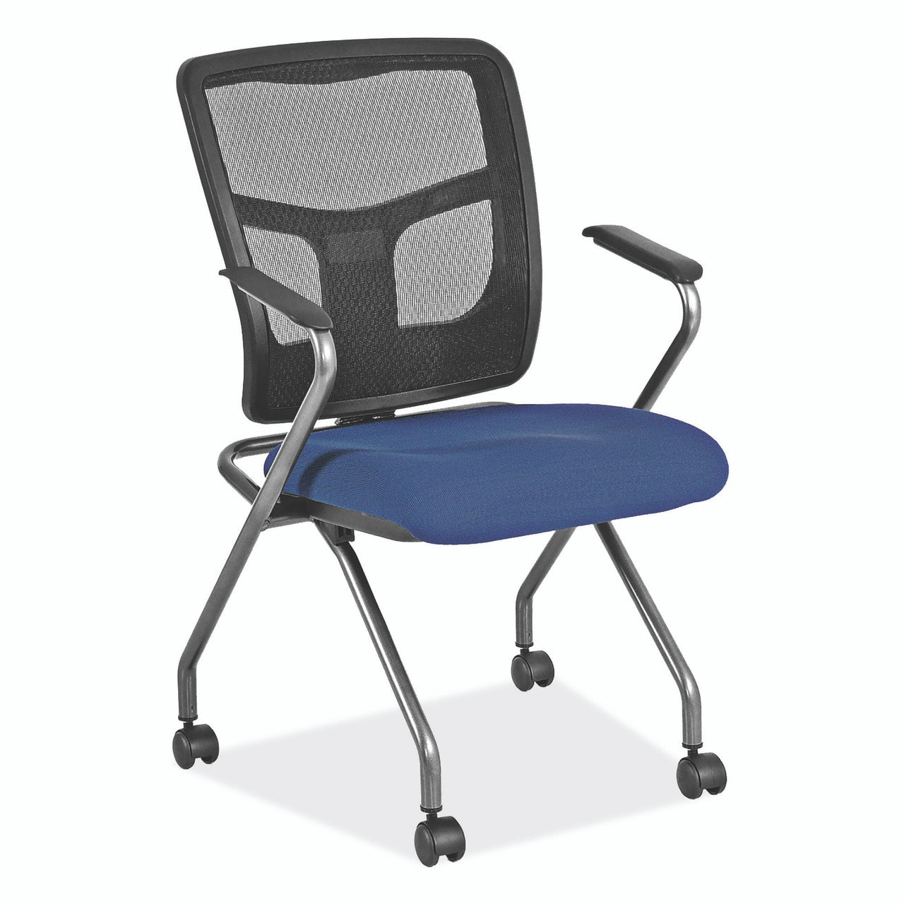 OfficeSource CoolMesh Collection Nesting Chair with Titanium Gray Frame - Celestial Blue Fabric