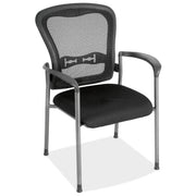 OfficeSource CoolMesh Collection Mesh Back Guest Chair with Arms and Titanium Gray Frame - Black Fabric