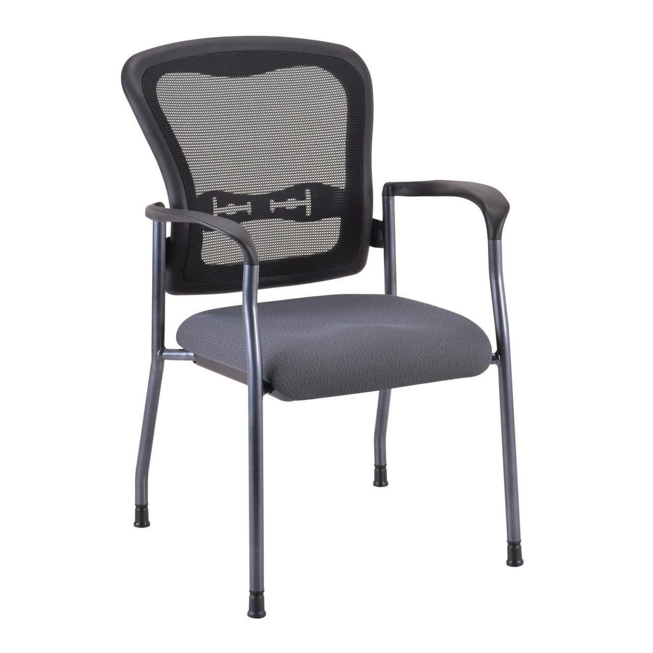OfficeSource CoolMesh Collection Mesh Back Guest Chair with Arms and Titanium Gray Frame - Cool Gray Fabric