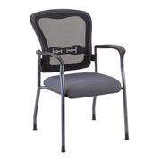 OfficeSource CoolMesh Collection Mesh Back Guest Chair with Arms and Titanium Gray Frame - Cool Gray Fabric
