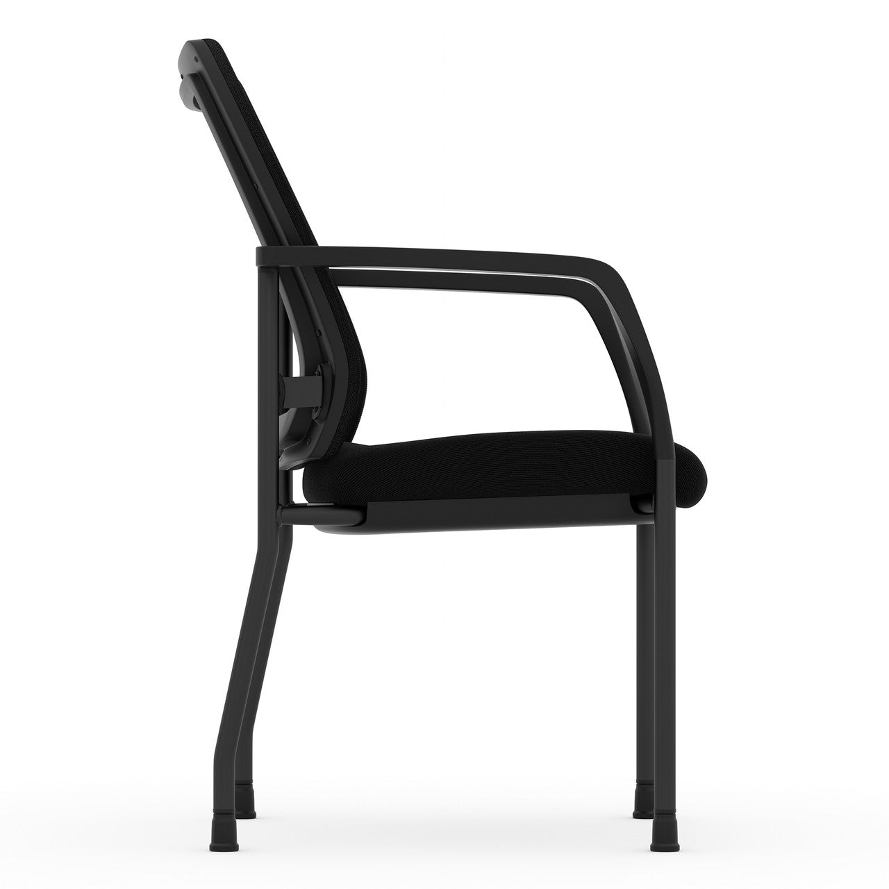 OfficeSource CoolMesh Collection Mesh Back Stacking Chair - Black Fabric