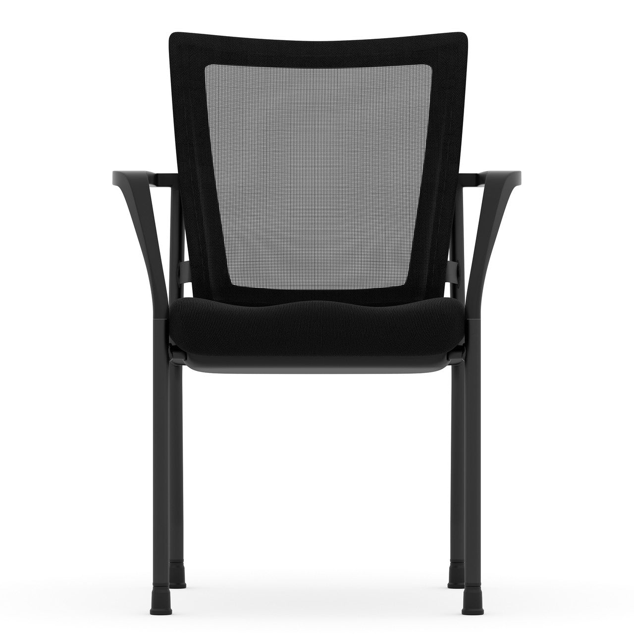OfficeSource CoolMesh Collection Mesh Back Stacking Chair - Black Fabric