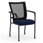 OfficeSource CoolMesh Collection Mesh Back Stacking Chair - Navy Fabric