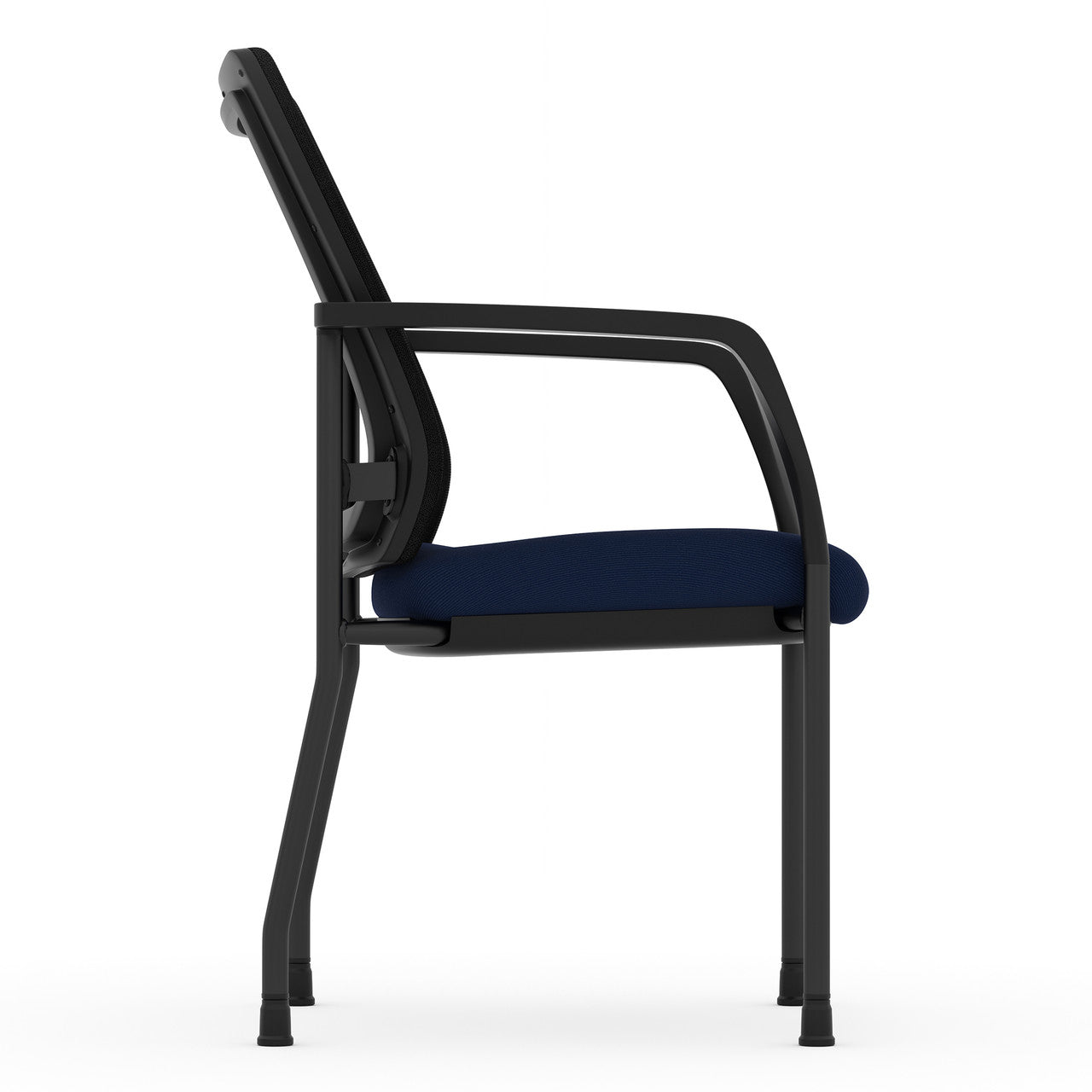 OfficeSource CoolMesh Collection Mesh Back Stacking Chair - Navy Fabric