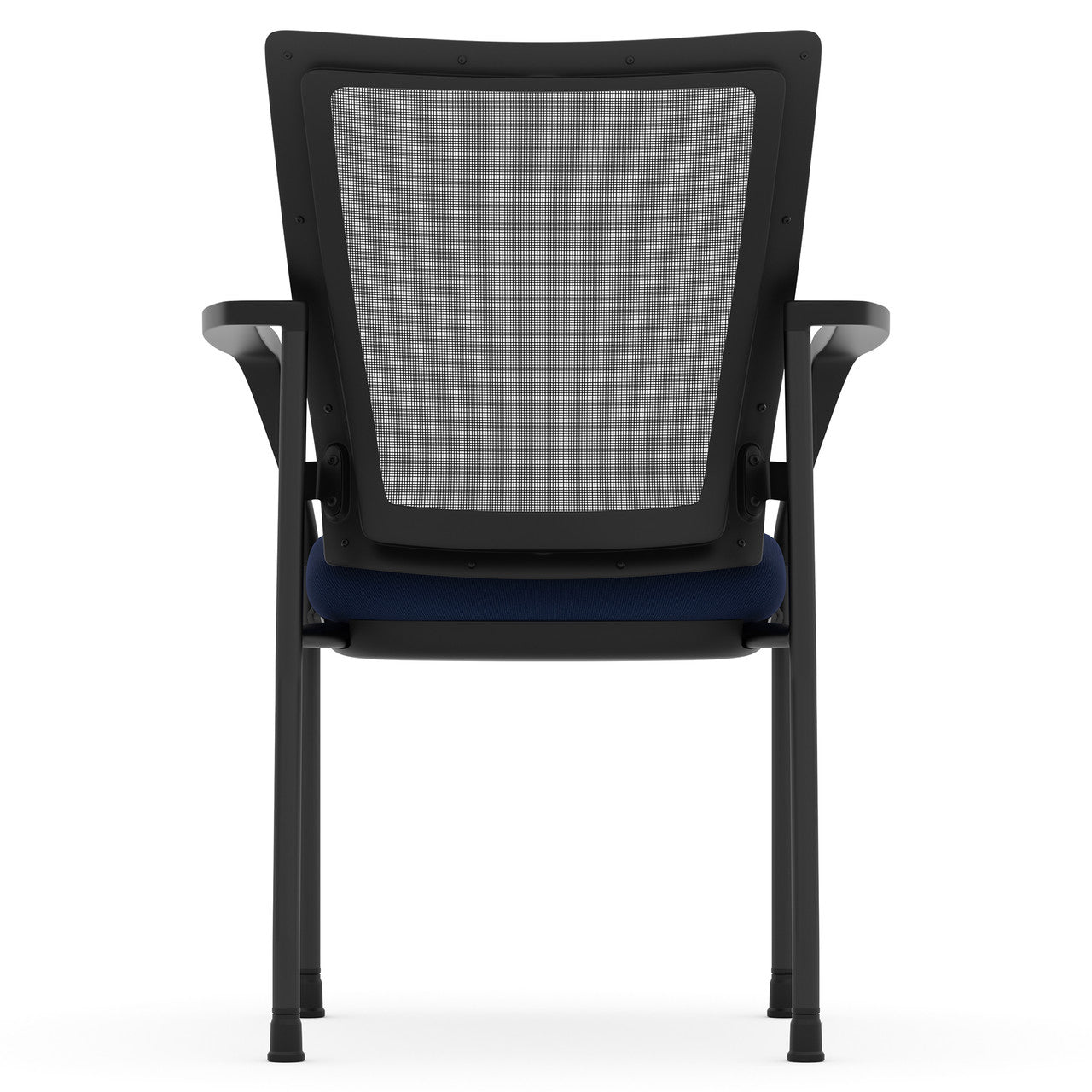 OfficeSource CoolMesh Collection Mesh Back Stacking Chair - Navy Fabric