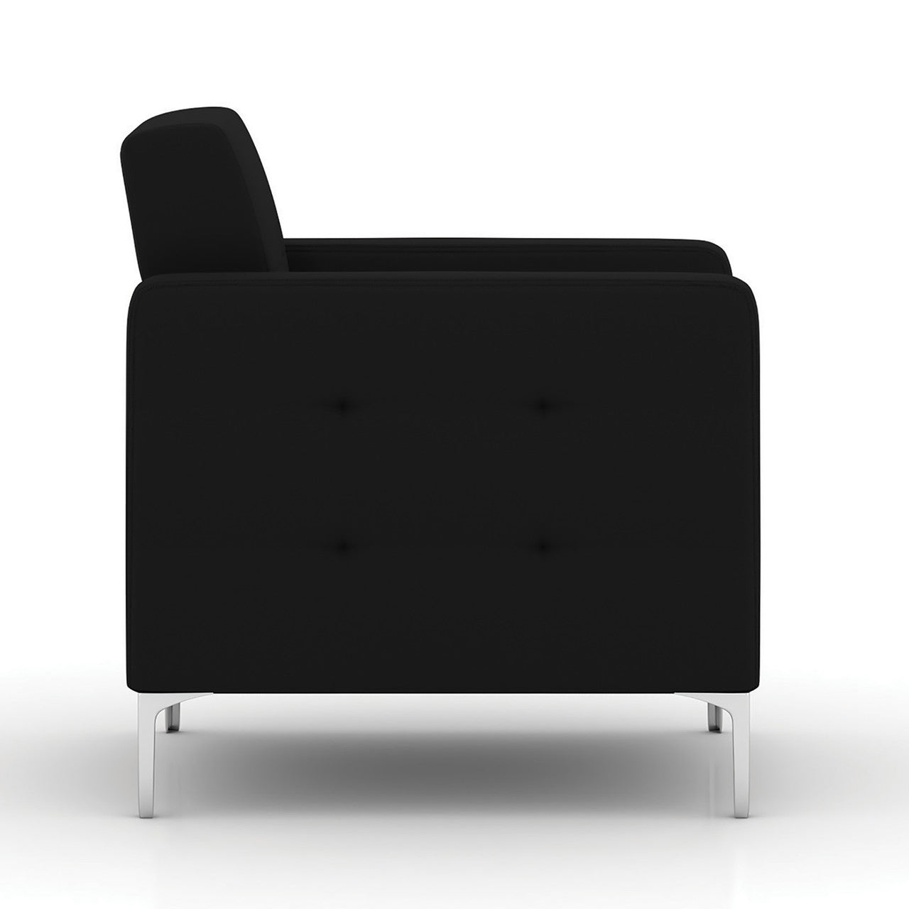 OfficeSource Draper Club Chair with Silver Metal Legs - Black