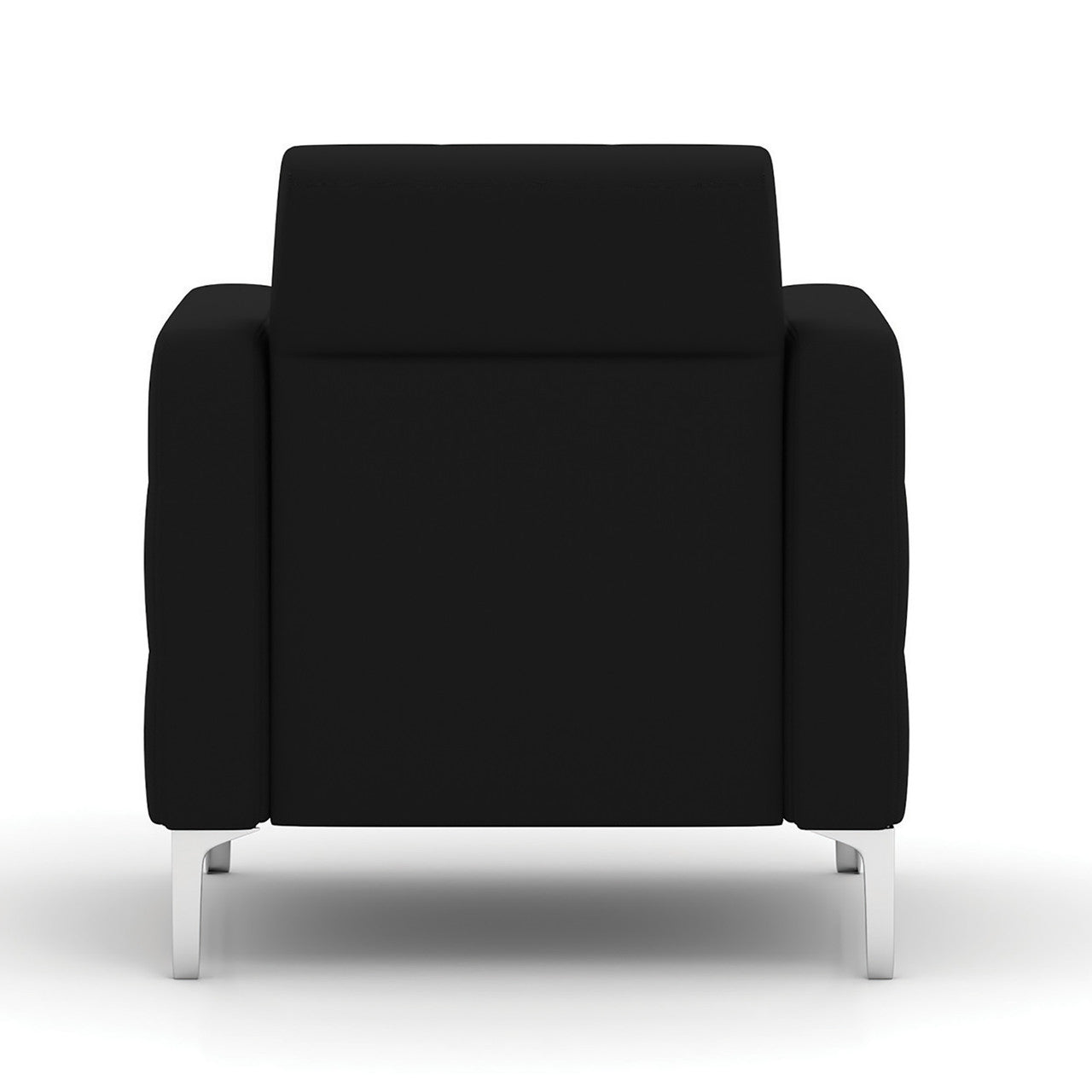 OfficeSource Draper Club Chair with Silver Metal Legs - Black