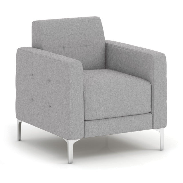 OfficeSource Draper Club Chair with Silver Metal Legs - Light Gray