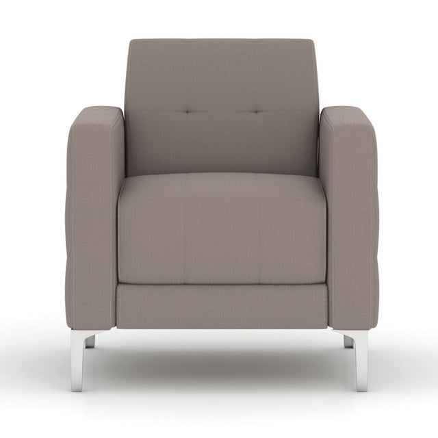 OfficeSource Draper Club Chair with Silver Metal Legs - Taupe