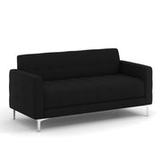 OfficeSource Draper Sofa with Silver Metal Legs - Black Fabric