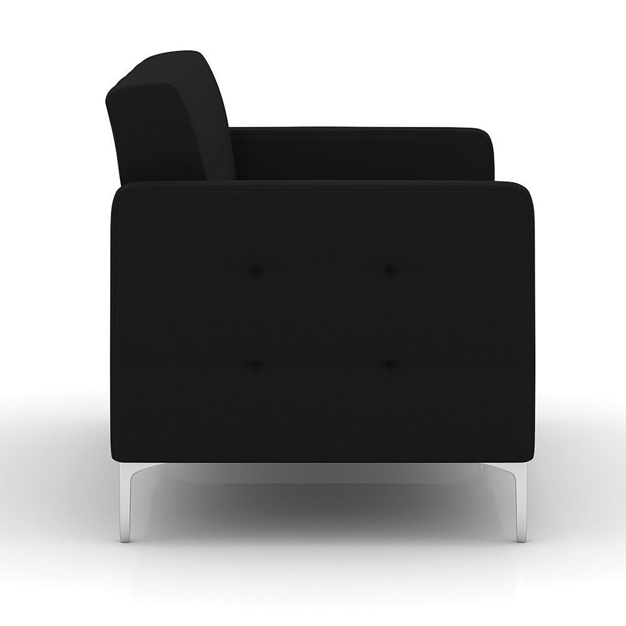 OfficeSource Draper Sofa with Silver Metal Legs - Black Fabric