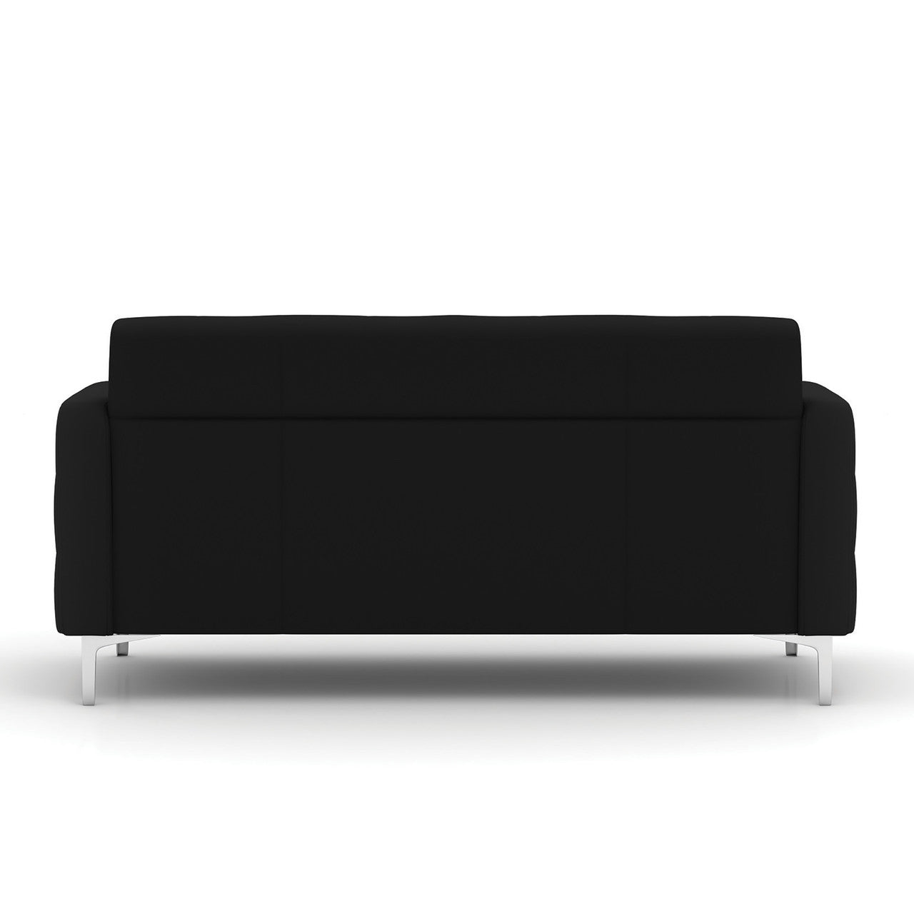 OfficeSource Draper Sofa with Silver Metal Legs - Black Fabric