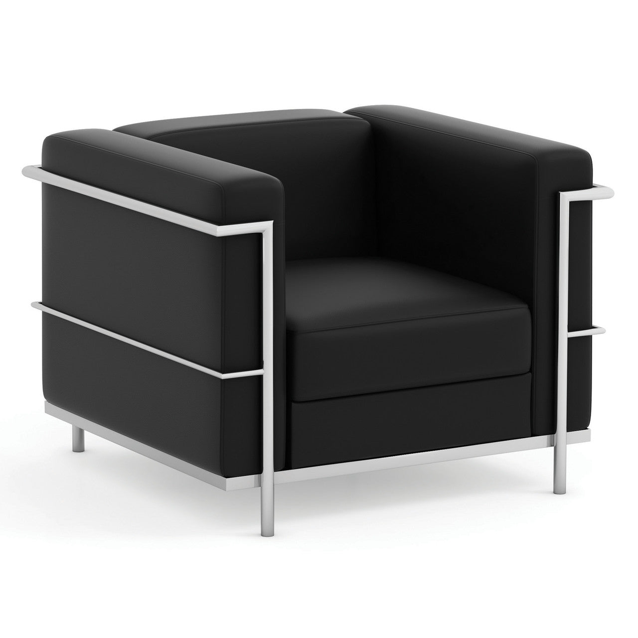 OfficeSource Madison Club Chair with Chrome Frame - Black PU Leather