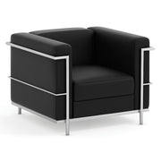 OfficeSource Madison Club Chair with Chrome Frame - Black PU Leather