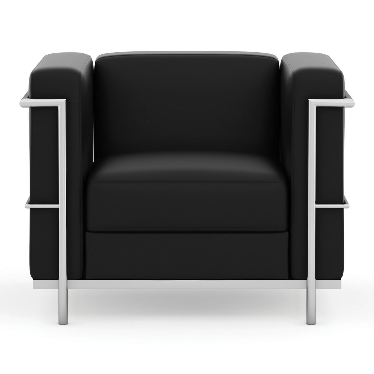 OfficeSource Madison Club Chair with Chrome Frame - Black PU Leather