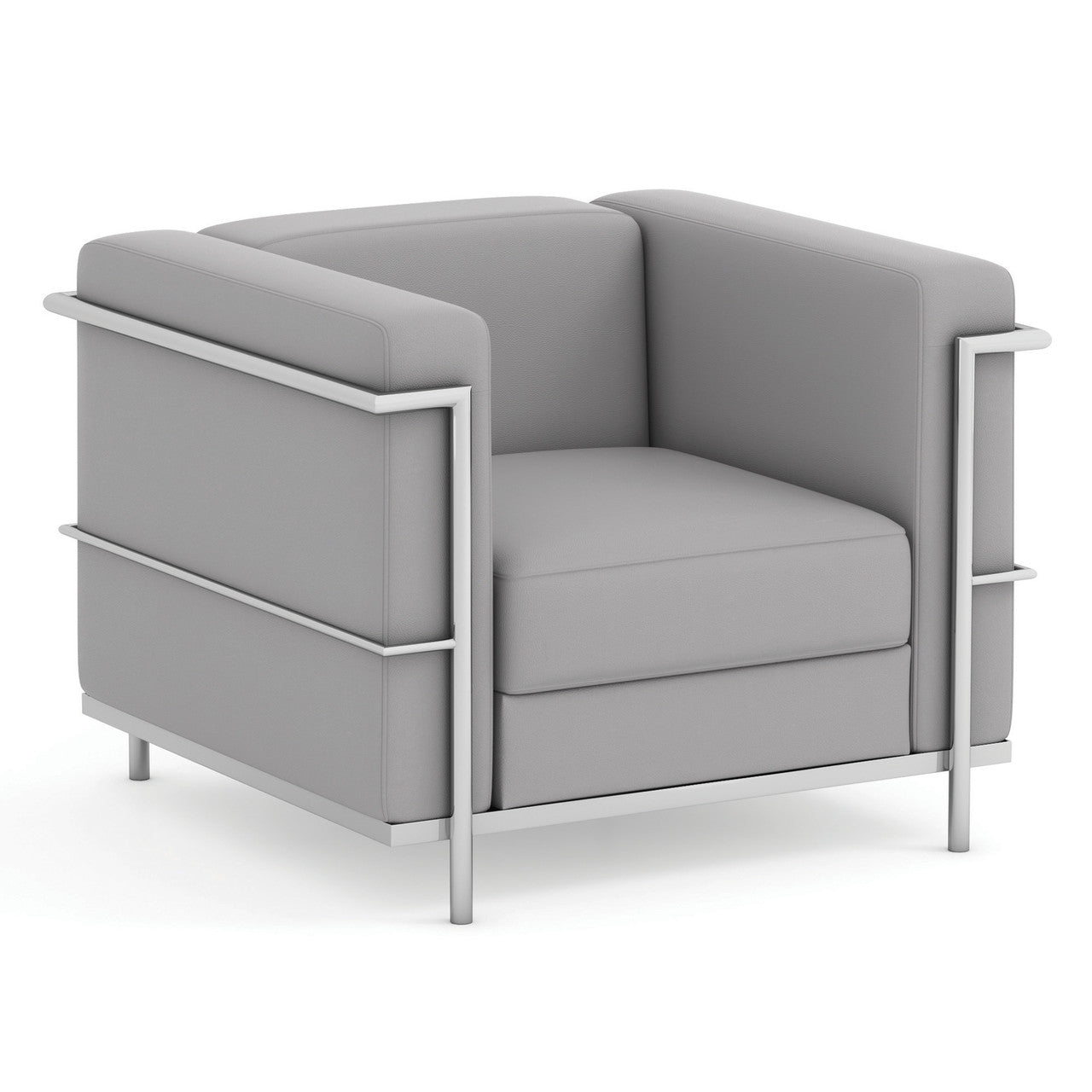 OfficeSource Madison Club Chair with Chrome Frame - Light Gray PU Leather