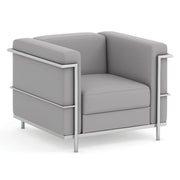 OfficeSource Madison Club Chair with Chrome Frame - Light Gray PU Leather