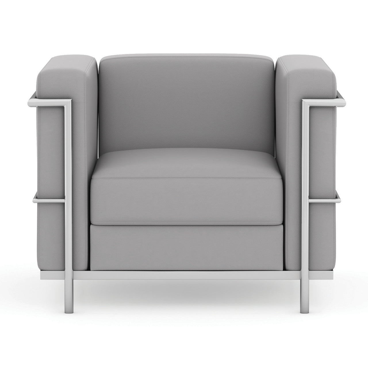 OfficeSource Madison Club Chair with Chrome Frame - Light Gray PU Leather