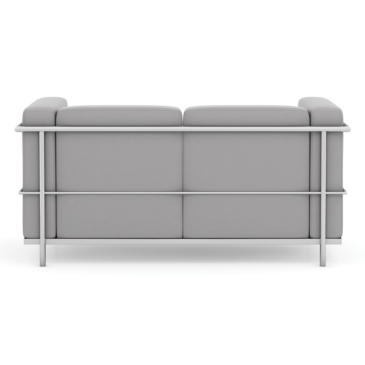 OfficeSource Madison Loveseat with Chrome Frame - Light Gray PU Leather
