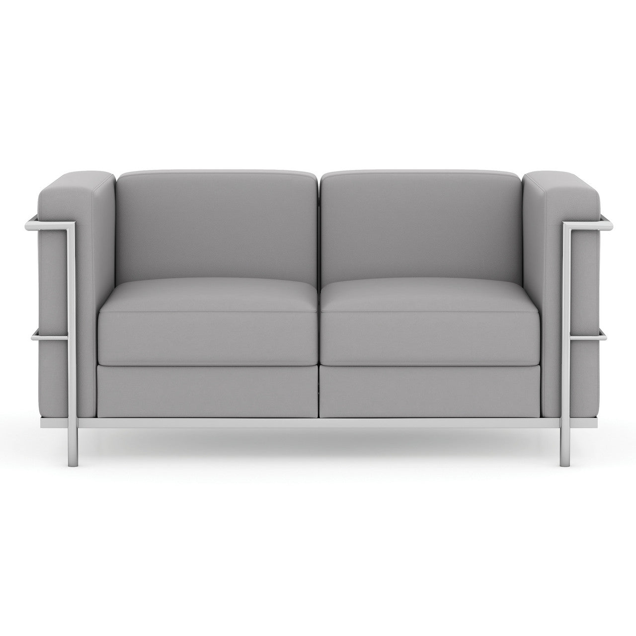 OfficeSource Madison Loveseat with Chrome Frame - Light Gray PU Leather